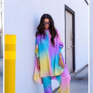 Dressed in LALA Multicolor Ombre Playsuit Set NWT